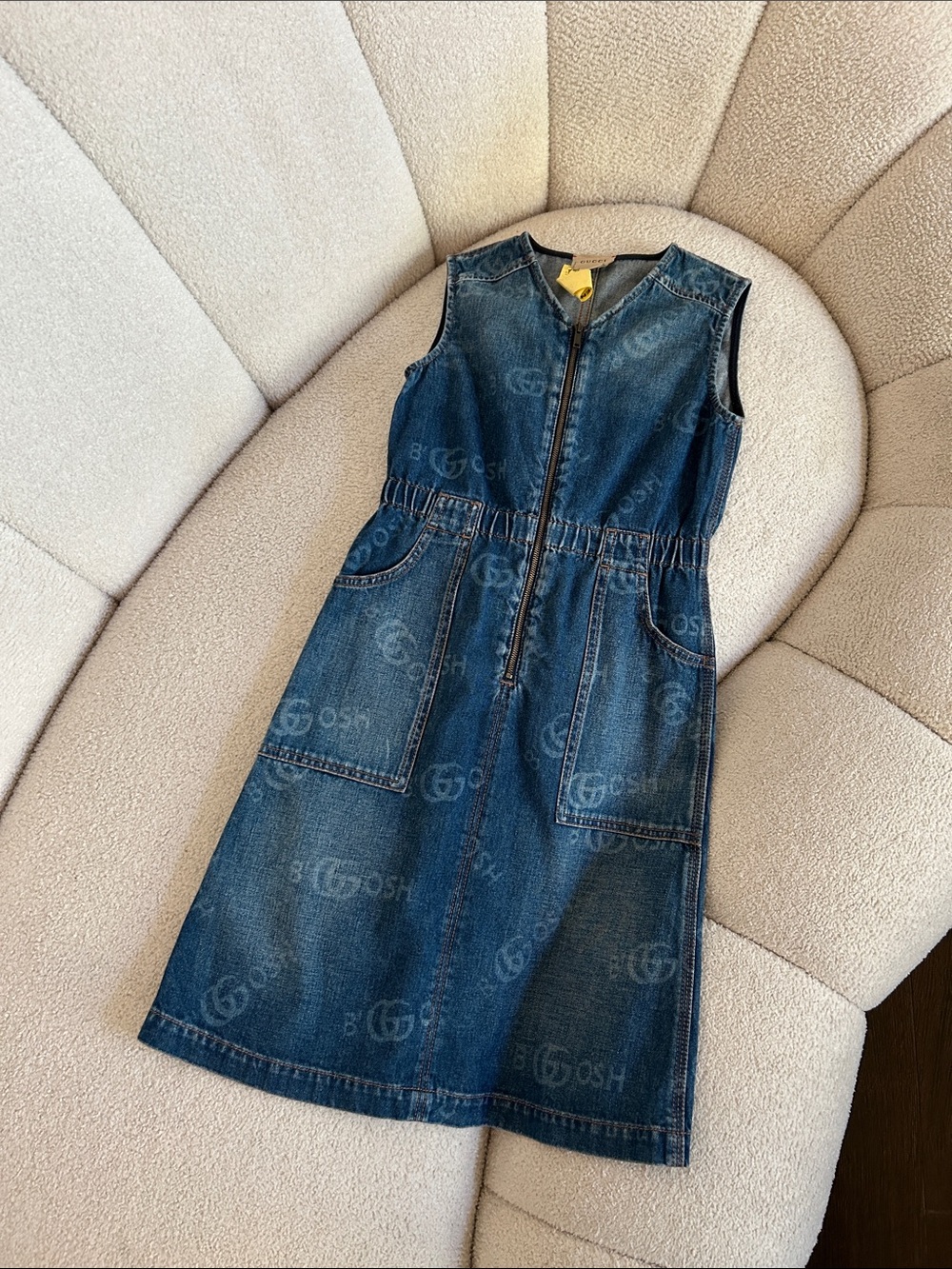 Gucci Girls Dark Blue Denim Zip Front Dress